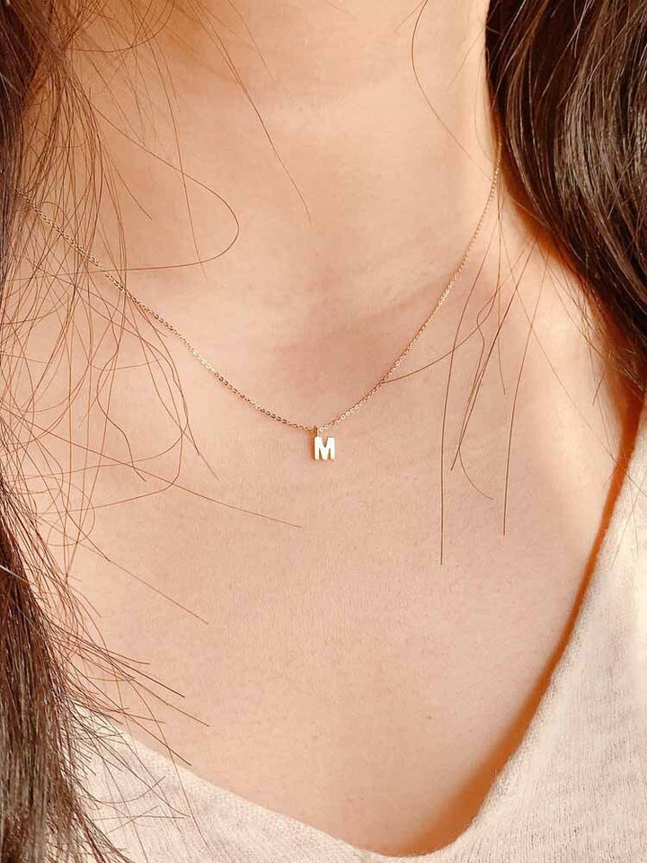 Mini Solid 14K Gold Initial Necklace