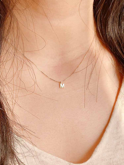 Mini Solid 14K Gold Initial Necklace