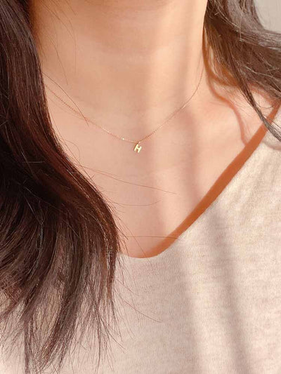 Mini Solid 14K Gold Initial Necklace