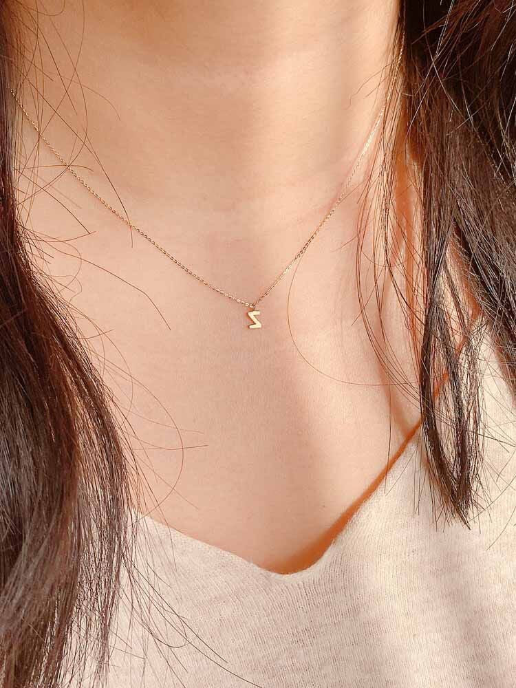 Mini Solid 14K Gold Initial Necklace