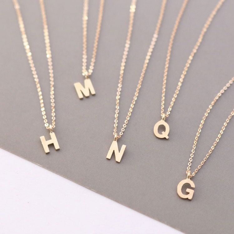 Mini Solid 14K Gold Initial Necklace