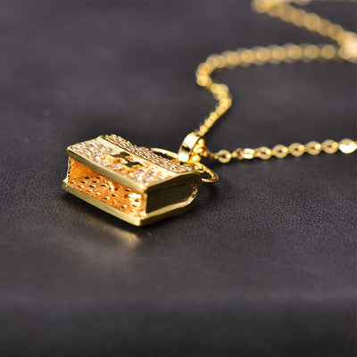 Solid 14K Gold Fashion Handbag Necklace