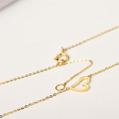 Solid 14K Gold Hollow Love Necklaces