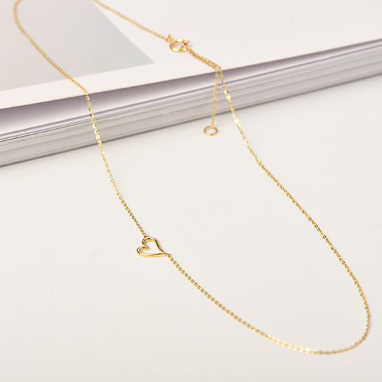 Solid 14K Gold Hollow Love Necklaces