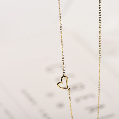 Solid 14K Gold Hollow Love Necklaces