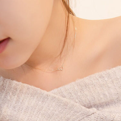Solid 14K Gold Hollow Love Necklaces