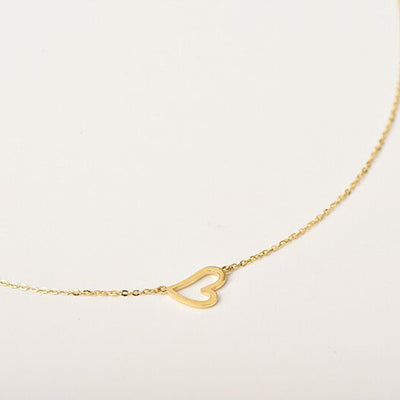 Solid 14K Gold Hollow Love Necklaces
