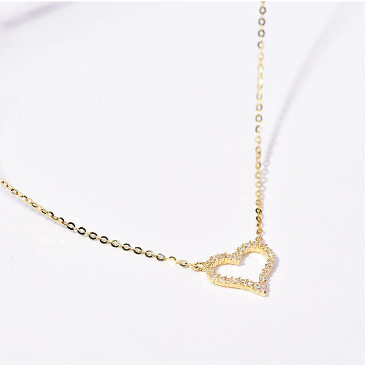 Solid 14K Gold Love Zircon Necklace