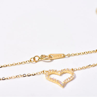 Solid 14K Gold Love Zircon Necklace
