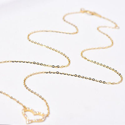 Solid 14K Gold Love Zircon Necklace