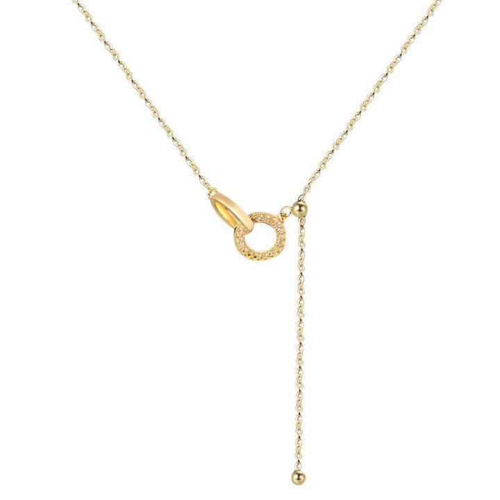 Solid 14K Gold Double Ring Necklace