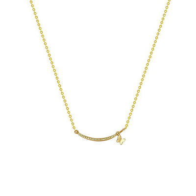 Solid 14K Gold Zircon Arc Necklace