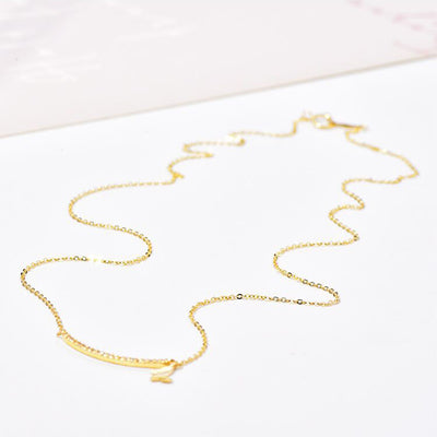 Solid 14K Gold Zircon Arc Necklace