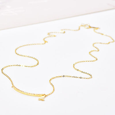 Solid 14K Gold Zircon Arc Necklace