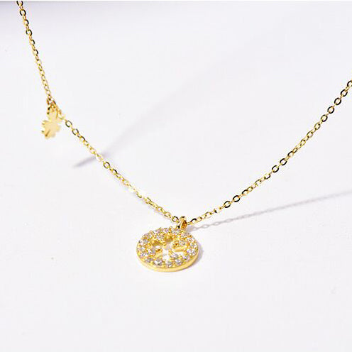 Solid 14K Gold Lucky Clover Necklace
