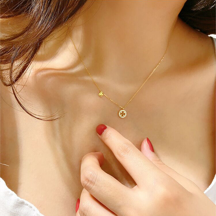 Solid 14K Gold Lucky Clover Necklace