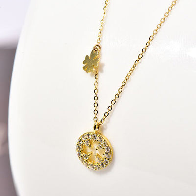Solid 14K Gold Lucky Clover Necklace