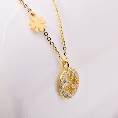 Solid 14K Gold Lucky Clover Necklace