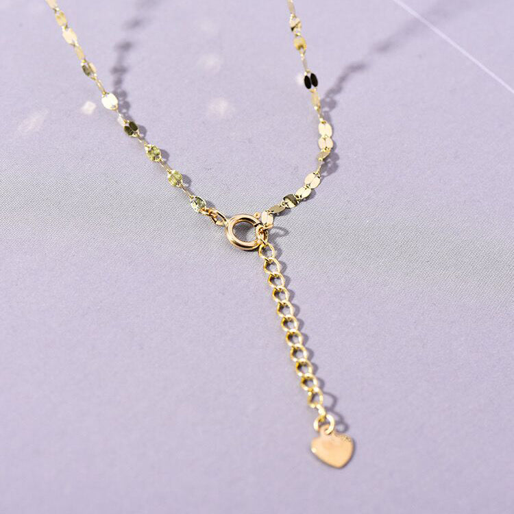 Solid 14K Gold Lips Leaf Unadorned Necklace