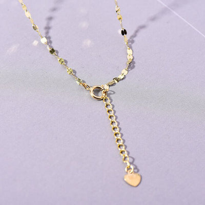 Solid 14K Gold Lips Leaf Unadorned Necklace