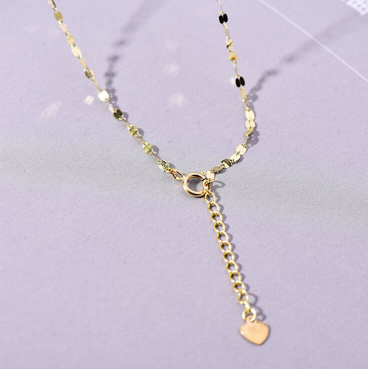 Solid 14K Gold Lips Leaf Unadorned Necklace