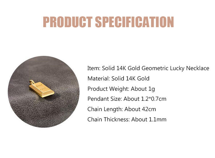 Solid 14K Gold Geometric Lucky Necklace
