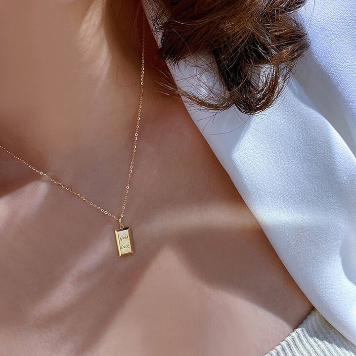 Solid 14K Gold Geometric Lucky Necklace