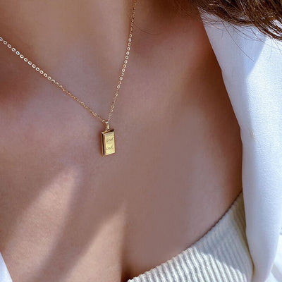 Solid 14K Gold Geometric Lucky Necklace