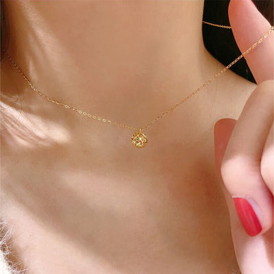 Solid 14K Gold Hollow Ball Necklace