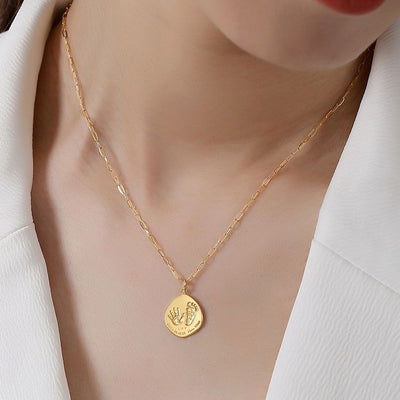 Custom Handprint Footprint Necklace For Baby-Solid 18K Gold