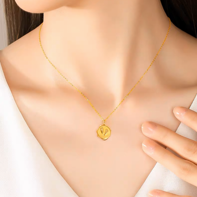 Custom Handprint Footprint Necklace For Baby-Baby Birthday Card-Solid 18K Gold