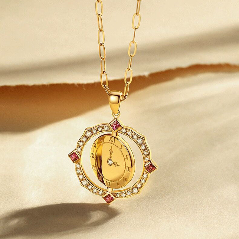 Custom Handprint Footprint Birthday Diamond Ruby Necklace-Solid 18K Gold