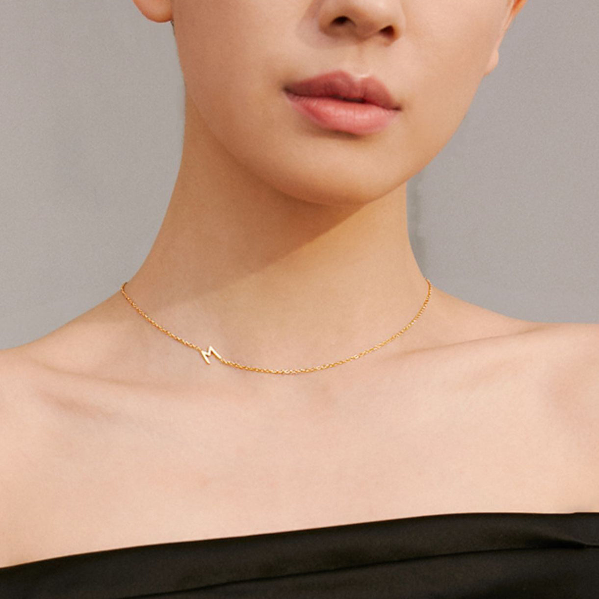 Custom Initial Letter Necklace-Solid 18K Gold