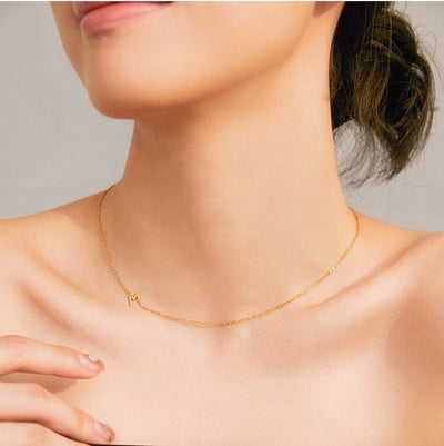 Custom Initial Letter Necklace-Solid 18K Gold