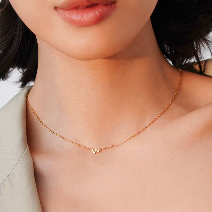 Custom Initial Letter Necklace-Solid 18K Gold