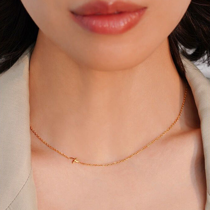 Custom Initial Letter Necklace-Solid 18K Gold
