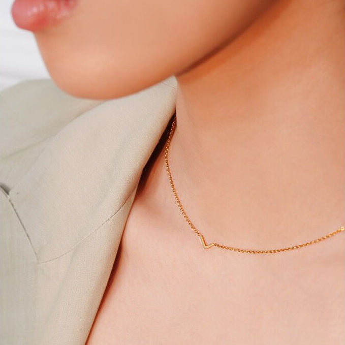 Custom Initial Letter Necklace-Solid 18K Gold