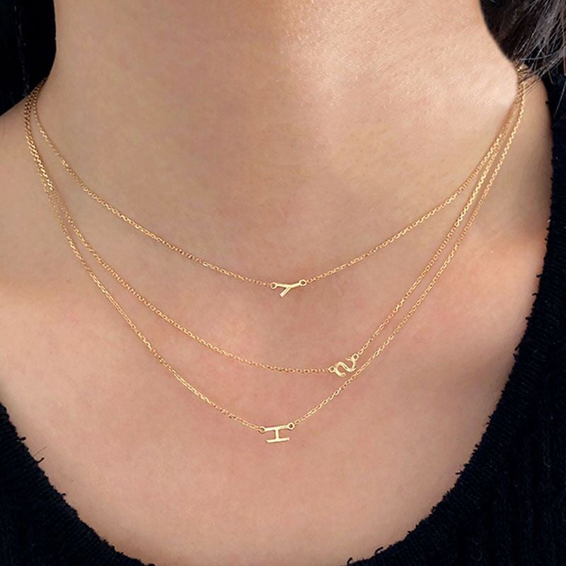 Custom Initial Letter Necklace-Solid 18K Gold