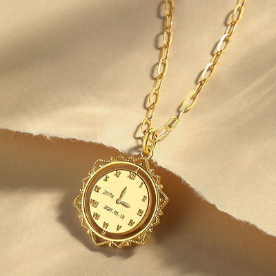 Custom Handprint Footprint Birthday Necklace For baby-Solid 18K Gold