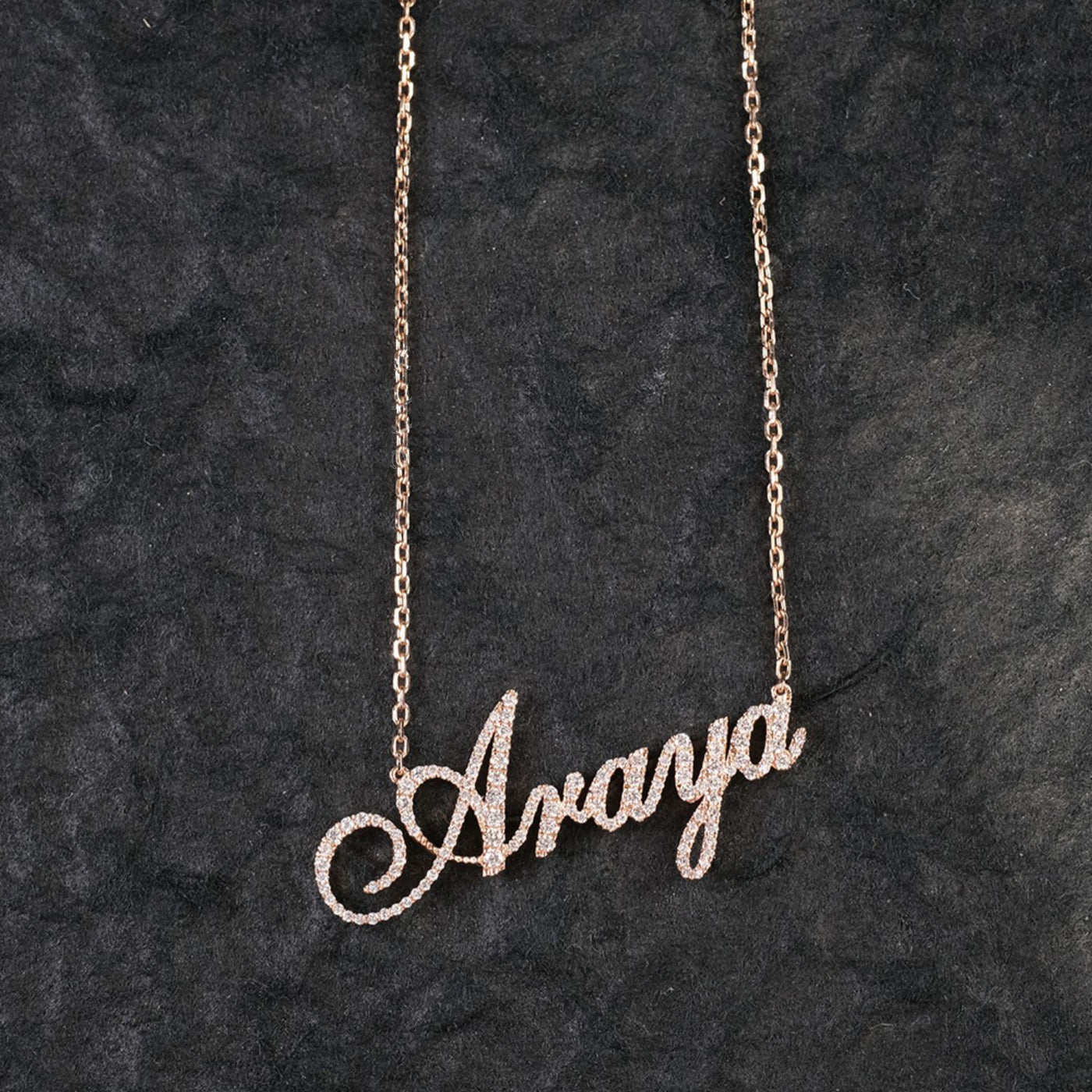 Custom Name Diamond Necklace-Solid 18K gold