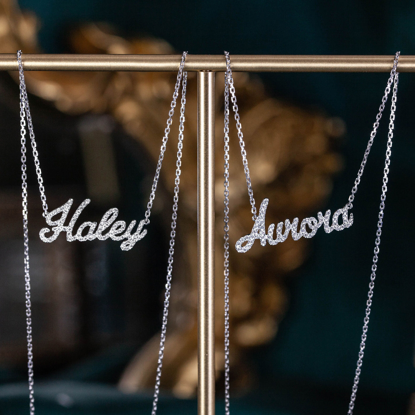 Custom Name Diamond Necklace-Solid 18K gold