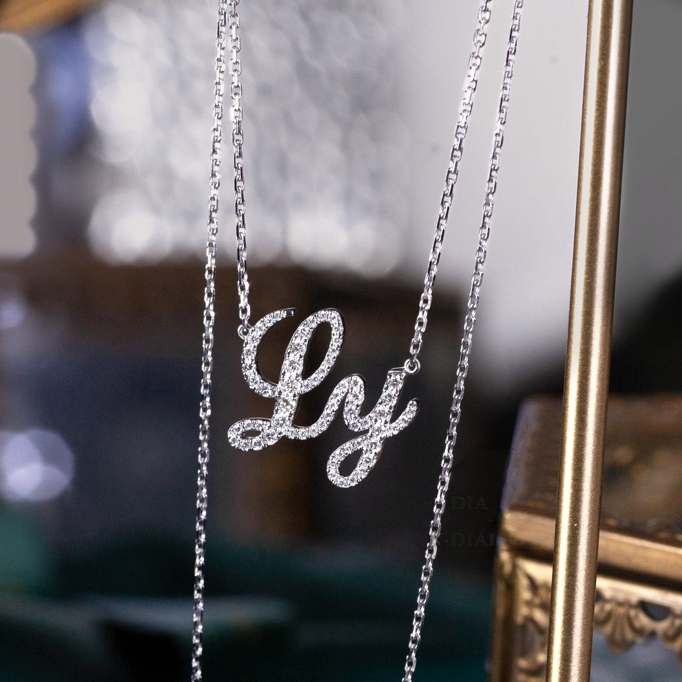 Custom Name Diamond Necklace-Solid 18K gold
