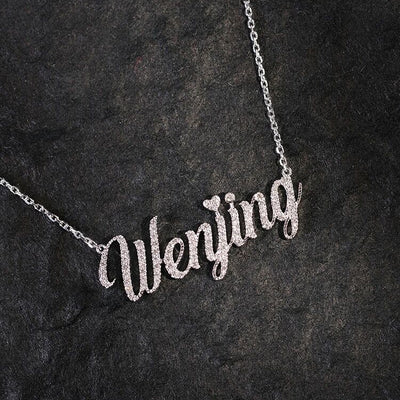 Custom Name Diamond Necklace-Solid 18K gold
