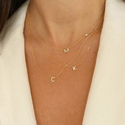 Initial Zircon Necklace-S925 Silver Solid