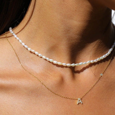 Initial Zircon Necklace-S925 Silver Solid