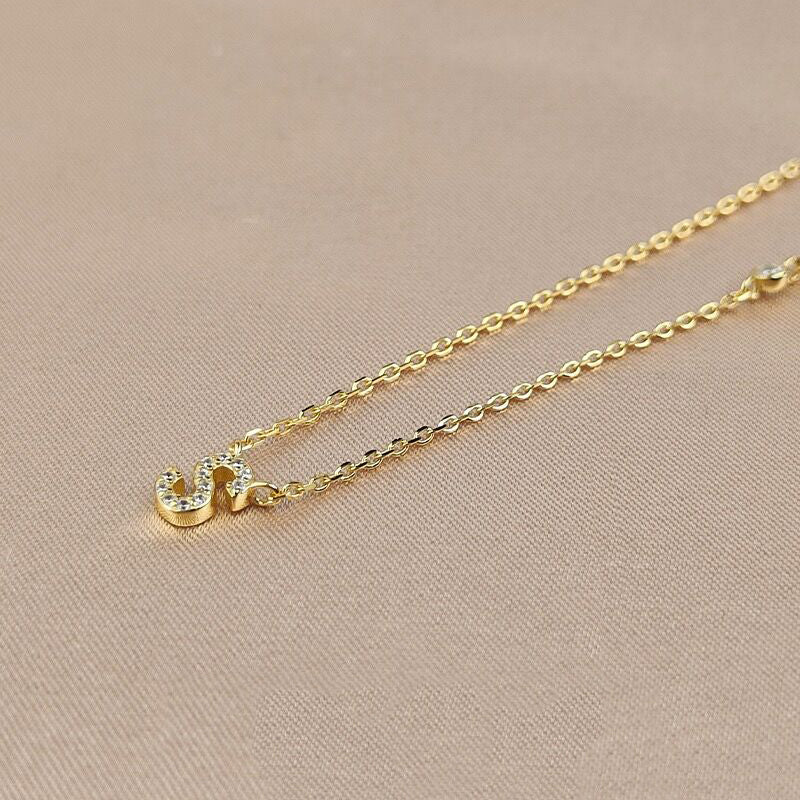 Initial Zircon Necklace-S925 Silver Solid