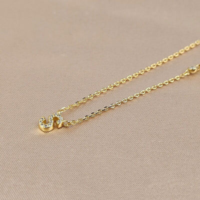 Initial Zircon Necklace-S925 Silver Solid