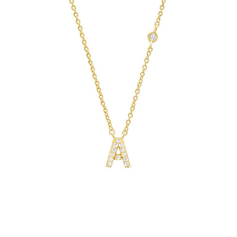 Initial Zircon Necklace-S925 Silver Solid