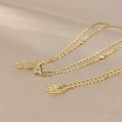 Initial Zircon Necklace-S925 Silver Solid