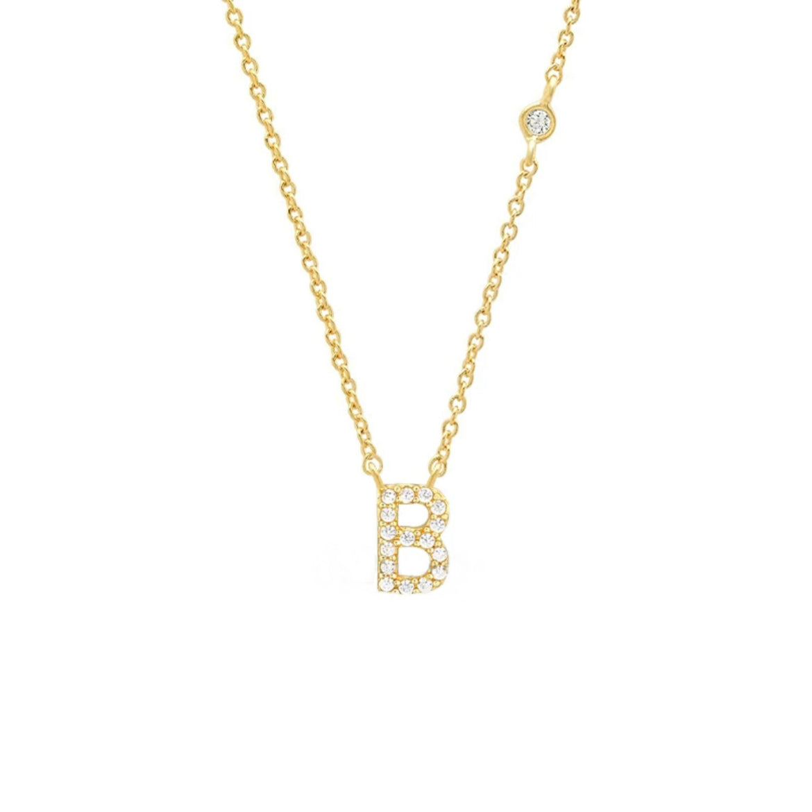 Initial Zircon Necklace-S925 Silver Solid